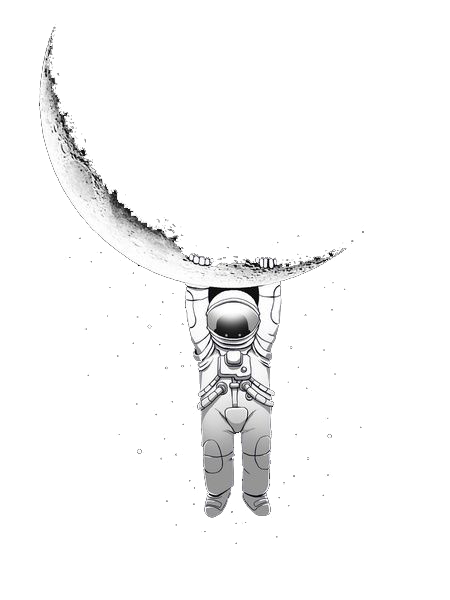 astronaut holding onto the moon